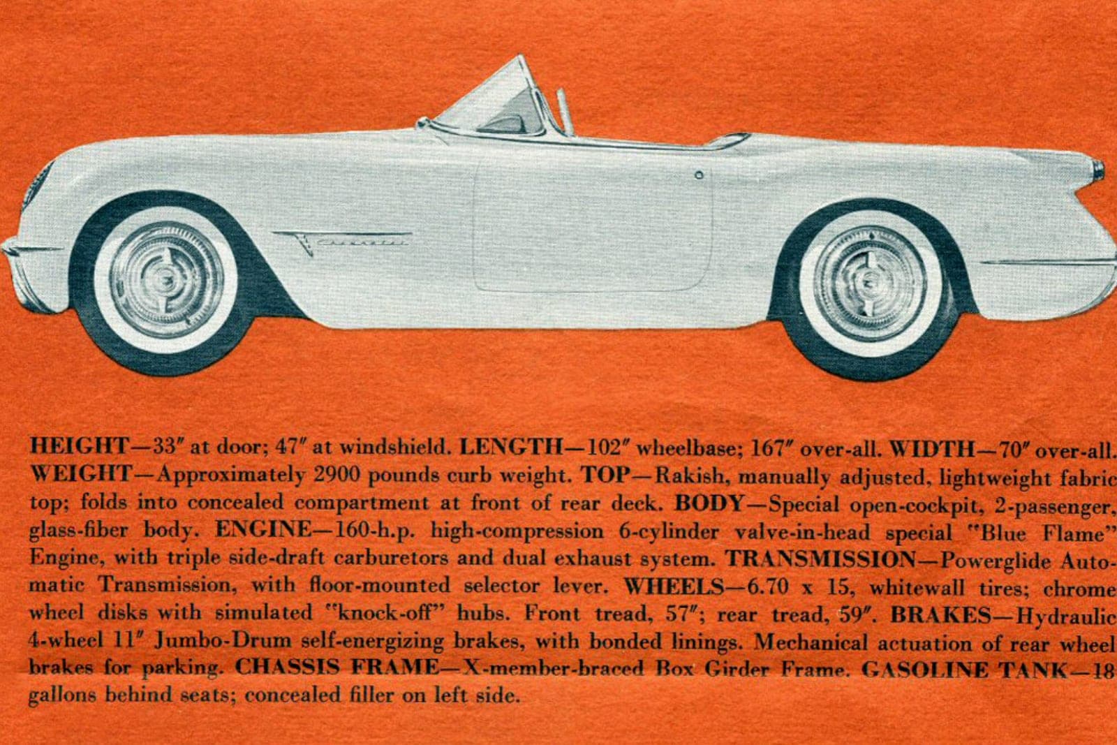 1953 Chevrolet Corvette brochure cover